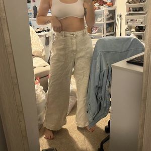 Cream mom jeans